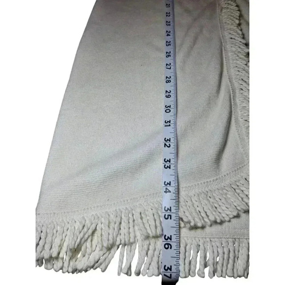 Chico's Women's Ivory/Cream Open Front Fringe Sleeveless Long Vest Size 1 M/8 - Picture 9 of 10